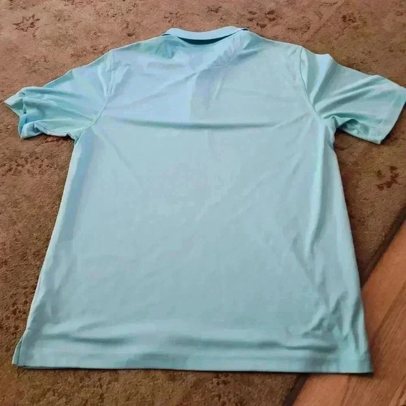 Greg Norman ML75 Polo Shirt Men's Size LG Turquoise 1/4 Button Up Short Sleeve - Picture 2 of 10